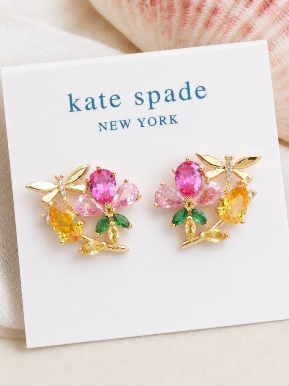 Kate Spade Greenhouse Gold Floral Cluster Stud Earrings